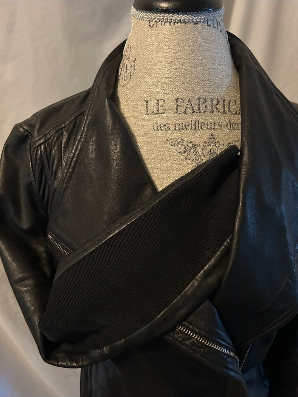 Black Leather Asymmetric Zip Women's Jacket - Picture 6 of 6
